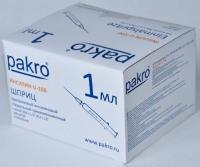 1 мл трехкомпонентный шприц Pakro инсулиновый U100 , с иглой 0,3х13, 100 шт купить в Королёве