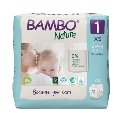 Эко-подгузники Bambo Nature 1 (2-4 кг), 22 шт купить оптом в Королёве